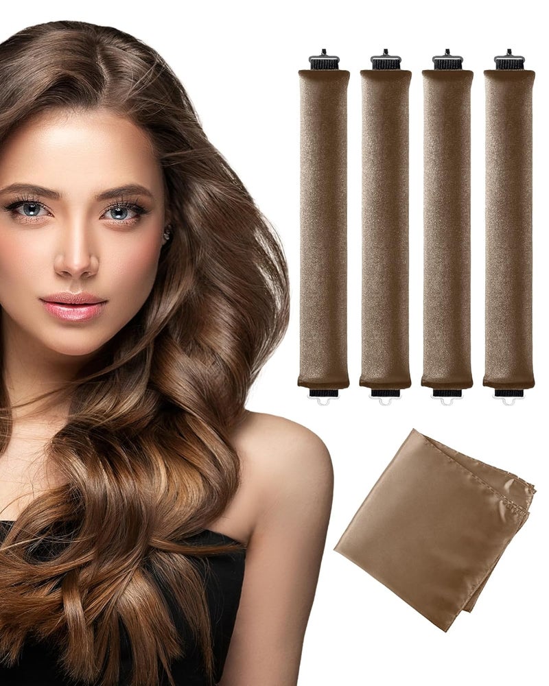 Seritant Heatless Curls Overnight Hair Curler - 4 Pcs Curling Rod to Sleep In, Velvet Hair Rollers with Satin Hair Scarf - Image 1
